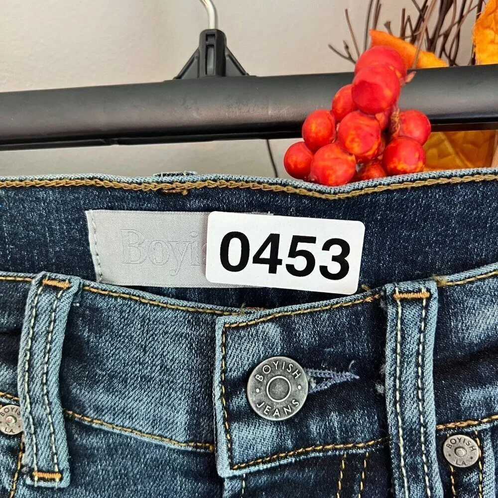 Boyish The RILEY Medium Rise Stretch Skinny Jeans Sz 25 Split Hem